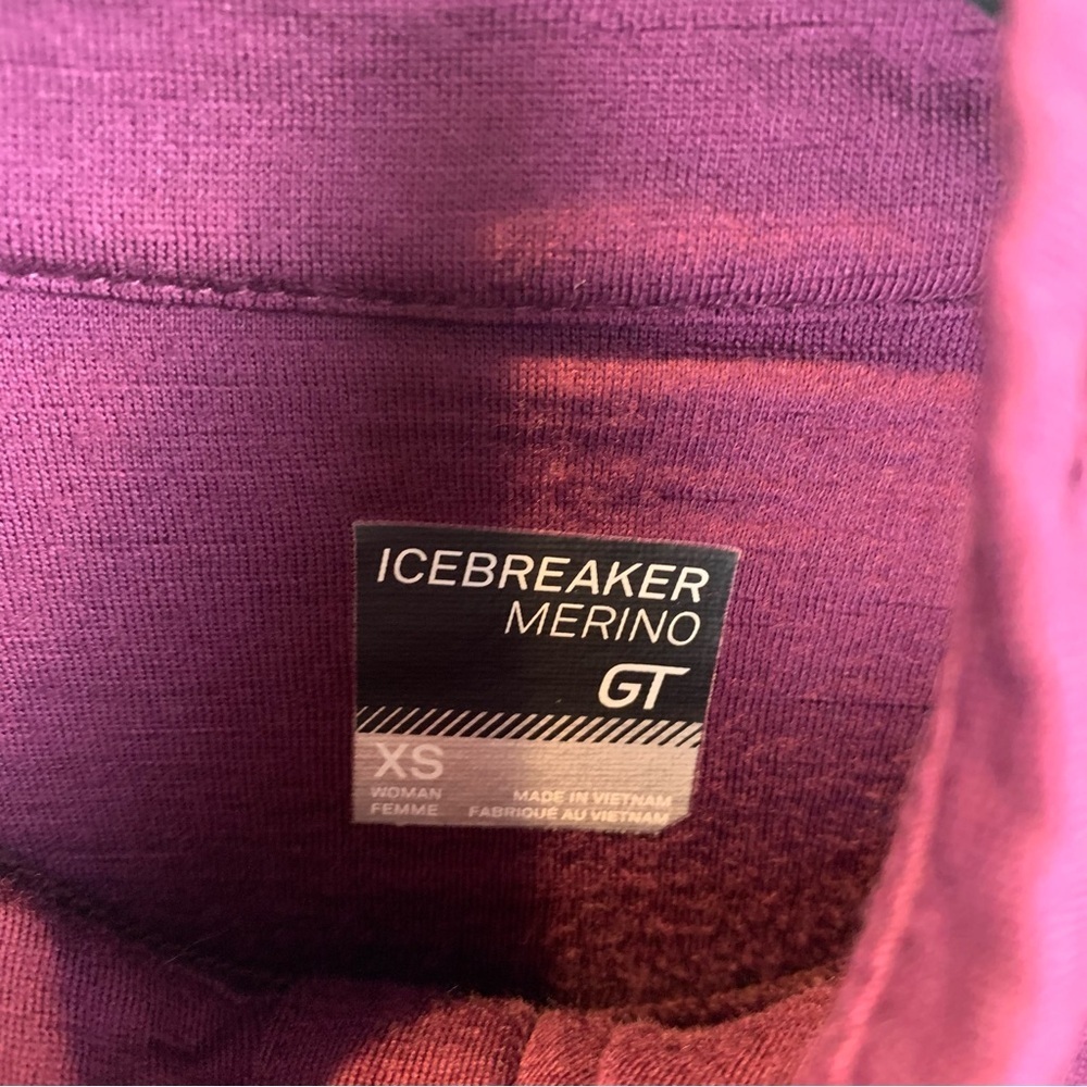 Icebreaker Ladies' XS Purple Pink Atom Merino GT Full Zip Sweater Wool Blend - Picture 4 of 11